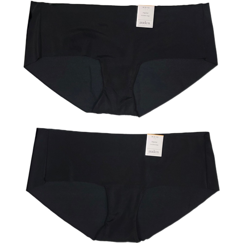 Auden 2pc Women's Size 8/10 (M) Black Hipster Briefs w/Invisible Edge